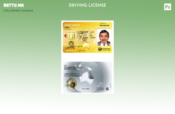 Модерен стил, шаблон за државна возачка дозвола во Австралија Квинсленд